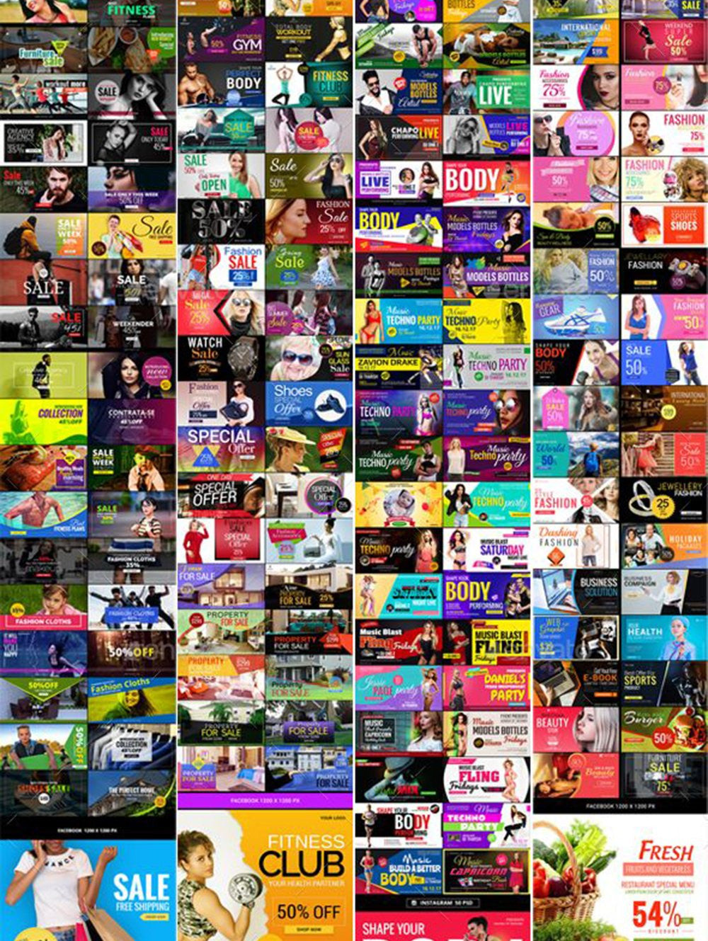 550 Facebook Banner Bundle - photoshop action