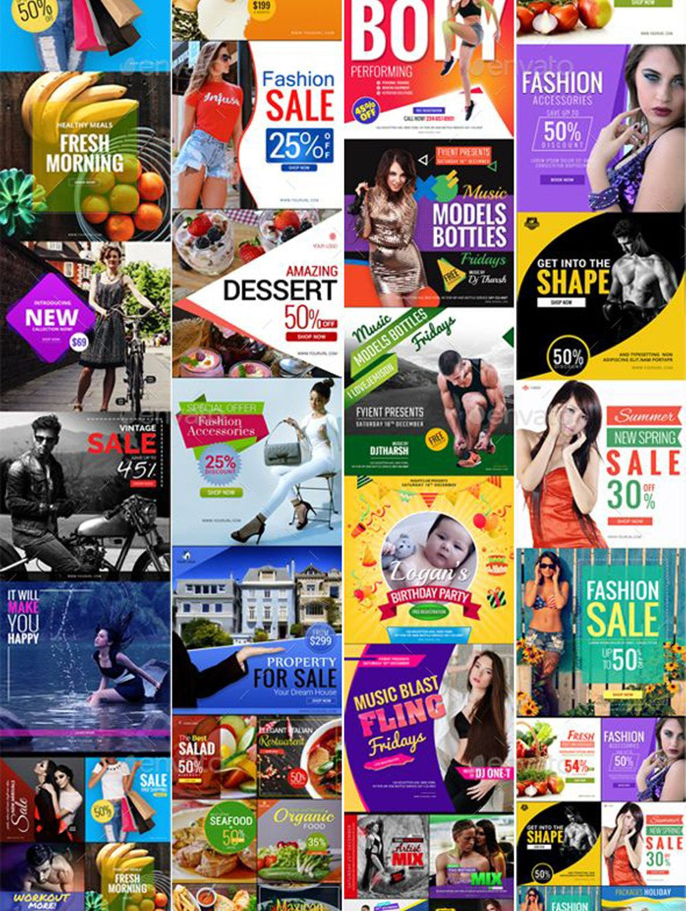 550 Facebook Banner Bundle - photoshop action