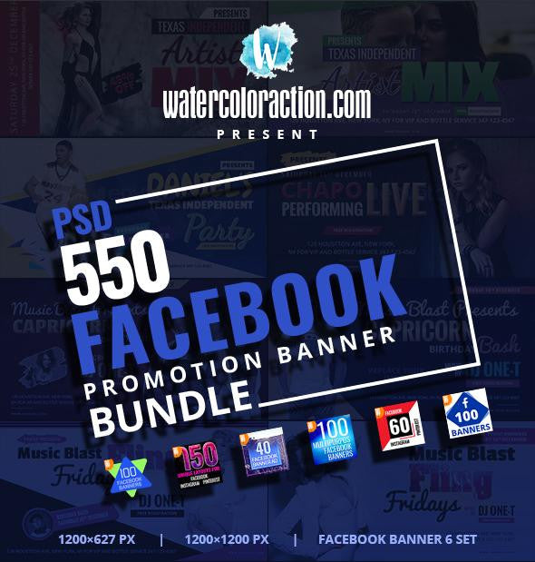 550 Facebook Banner Bundle - photoshop action