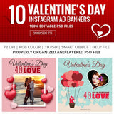 Free 10 - Valentine Day Instagram Banners - photoshop action