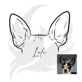 Custom Pet Ear Outline Drawing, Dog Ear Drawing, Pet Ear Tattoo Design, Cat Ear Drawing, Dog Outline, Cat Outline, Pet Outline - DIGITAL downloads