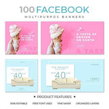 100 - Facebook Multipurpose Banners - photoshop action