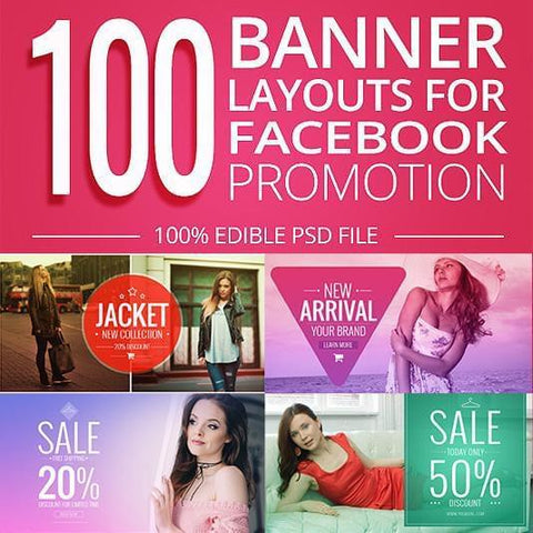 100 - Facebook Promotion Banners - photoshop action