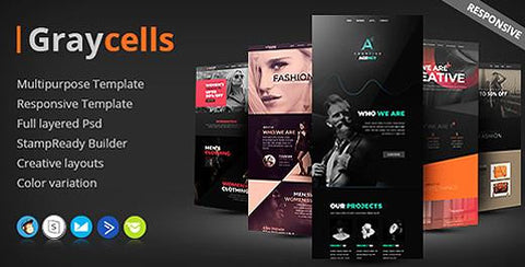 5 FASHION MULTIPURPOSE RESPONSIVE EMAIL TEMPLATES - photoshop action