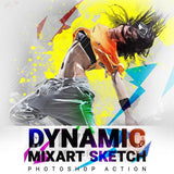 Dynamic MixArt Sketch - photoshop action
