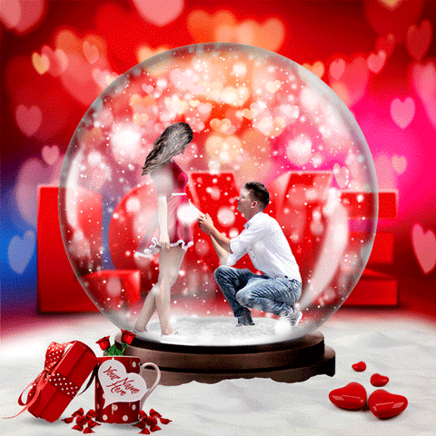 Valentine Day Animated SnowGlobe Action