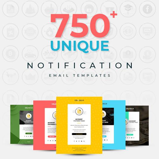 750 Responsive Email Notification templates | watercolor action